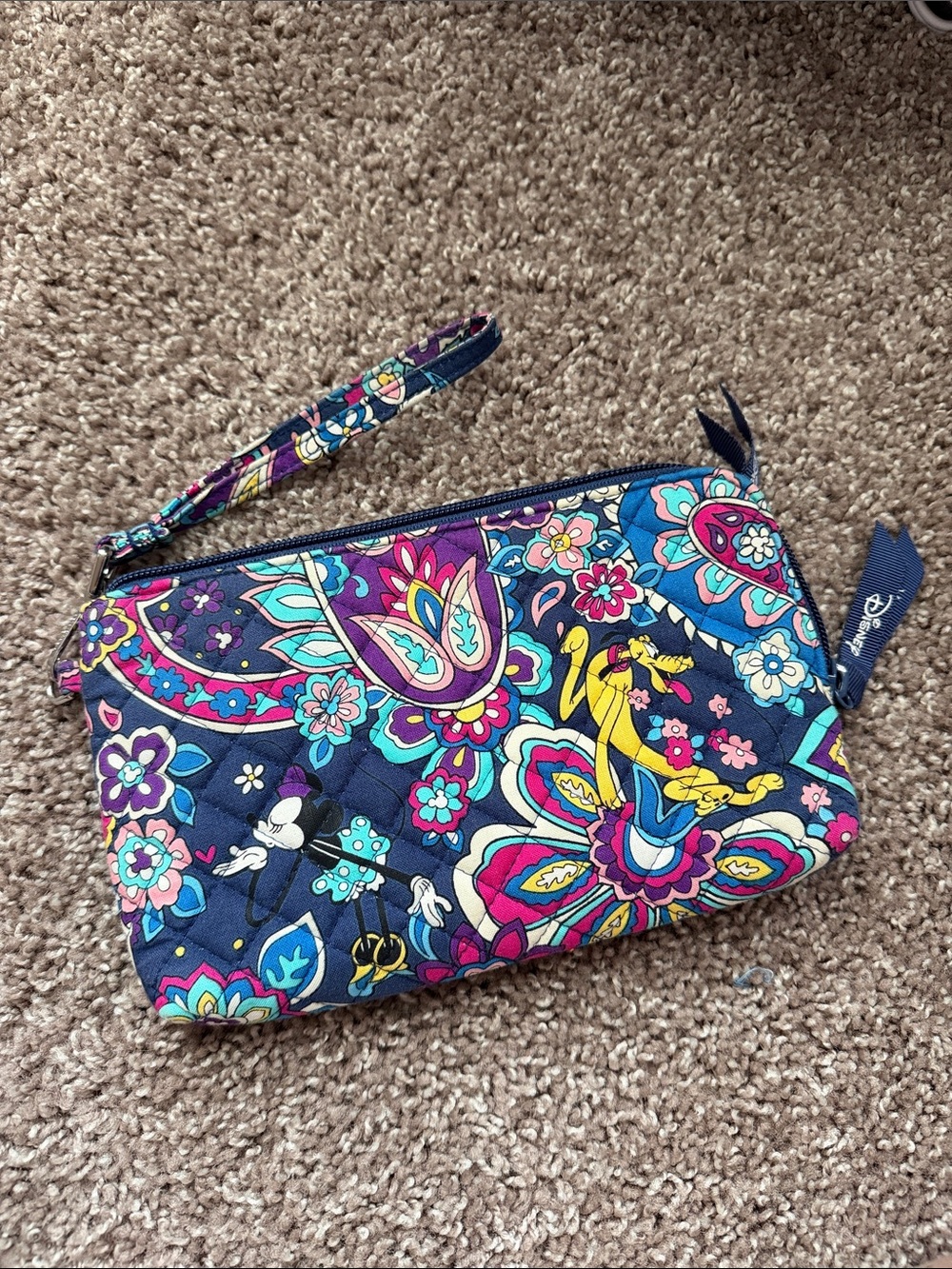 Disney Vera Bradley Quilted Wristlet Pouch - Navy, Purple, Pink, Teal